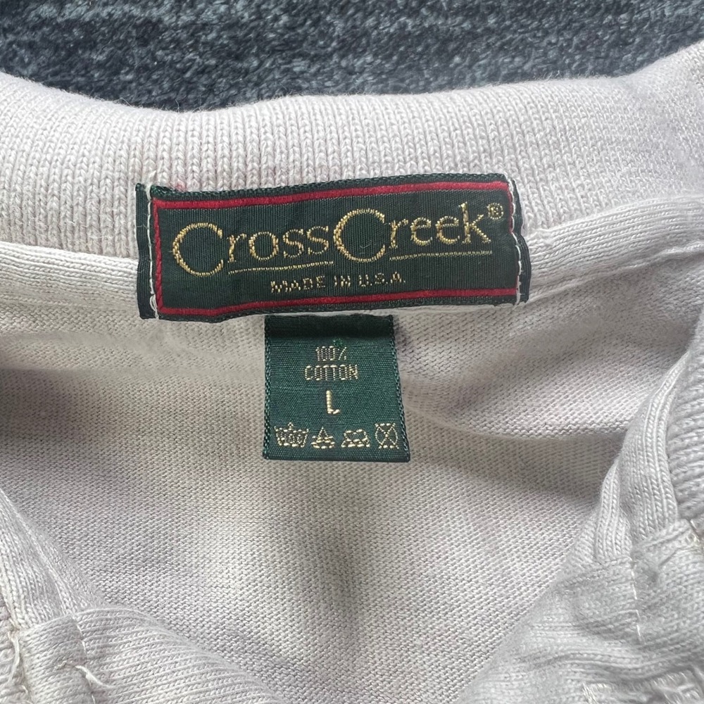 Cross Creek Polo Shirt Mens L Tan Long Sleeve Cotton Pique Pocket Vintage USA - Picture 2 of 7